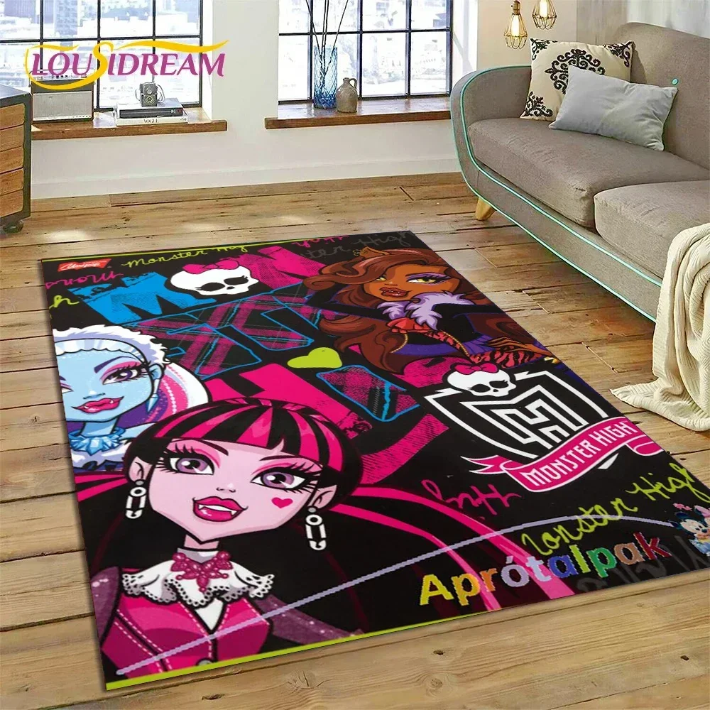 Alfombra de dibujos animados Monster High Draculaura Vampire para dormitorio, sala de estar, decoración del sofá del hogar, alfombra decorativa grande para juegos infantiles