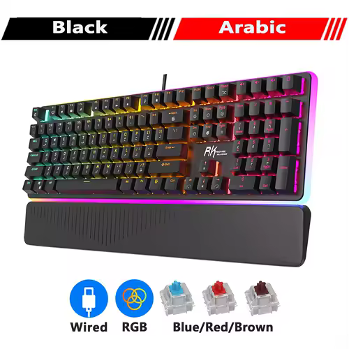 RK ROYAL KLUDGE RK918 RGB Backlight Wired Gaming Mechanical Keyboard 108 Keys Anti-Ghosting with Large LED Sorrounding Side Lamp - Image 15