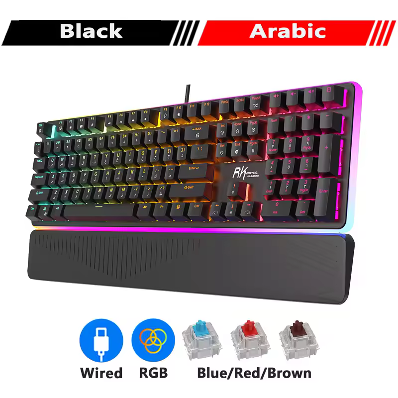 RK ROYAL KLUDGE RK918 RGB Backlight Wired Gaming Mechanical Keyboard 108 Keys Anti-Ghosting with Large LED Sorrounding Side Lamp - Image 15