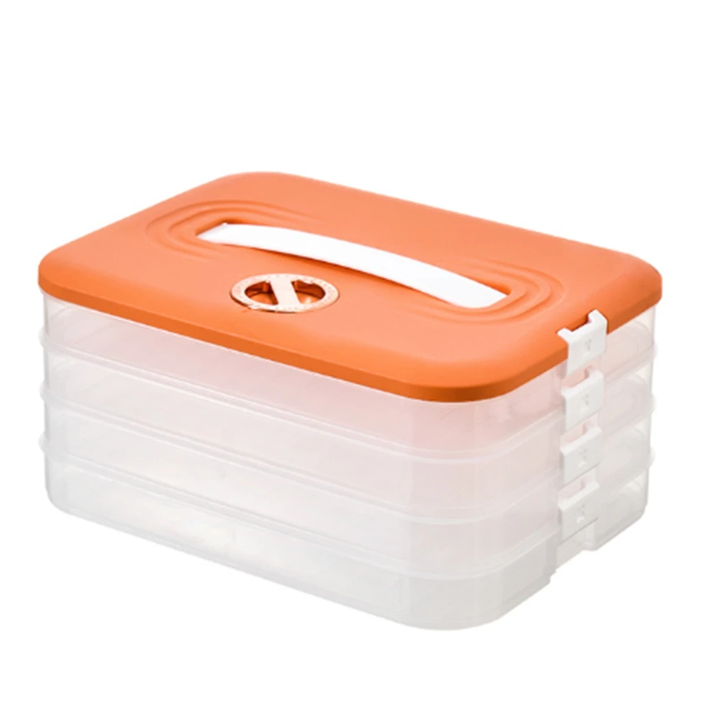 Dumplings Box Storage Box Refrigerator Dumpling Freezing Multi-Layer Freeze Quick-Freeze Dumpling Box Orange