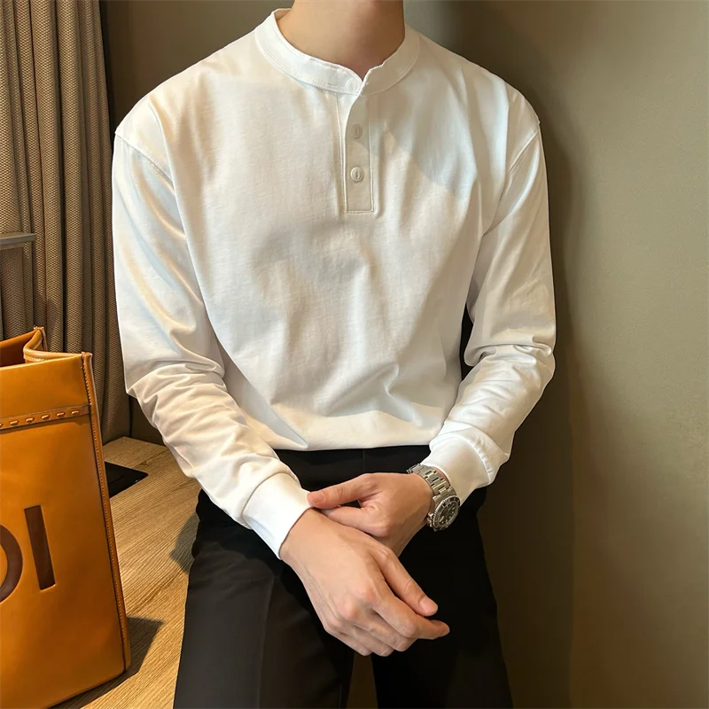 

Male Pullover Plain Tshirt Designer Xl Y2k Unicolor Sweatshirt Clothes Harajuku Fashion Original Spring Buttoned Men's T-shirts