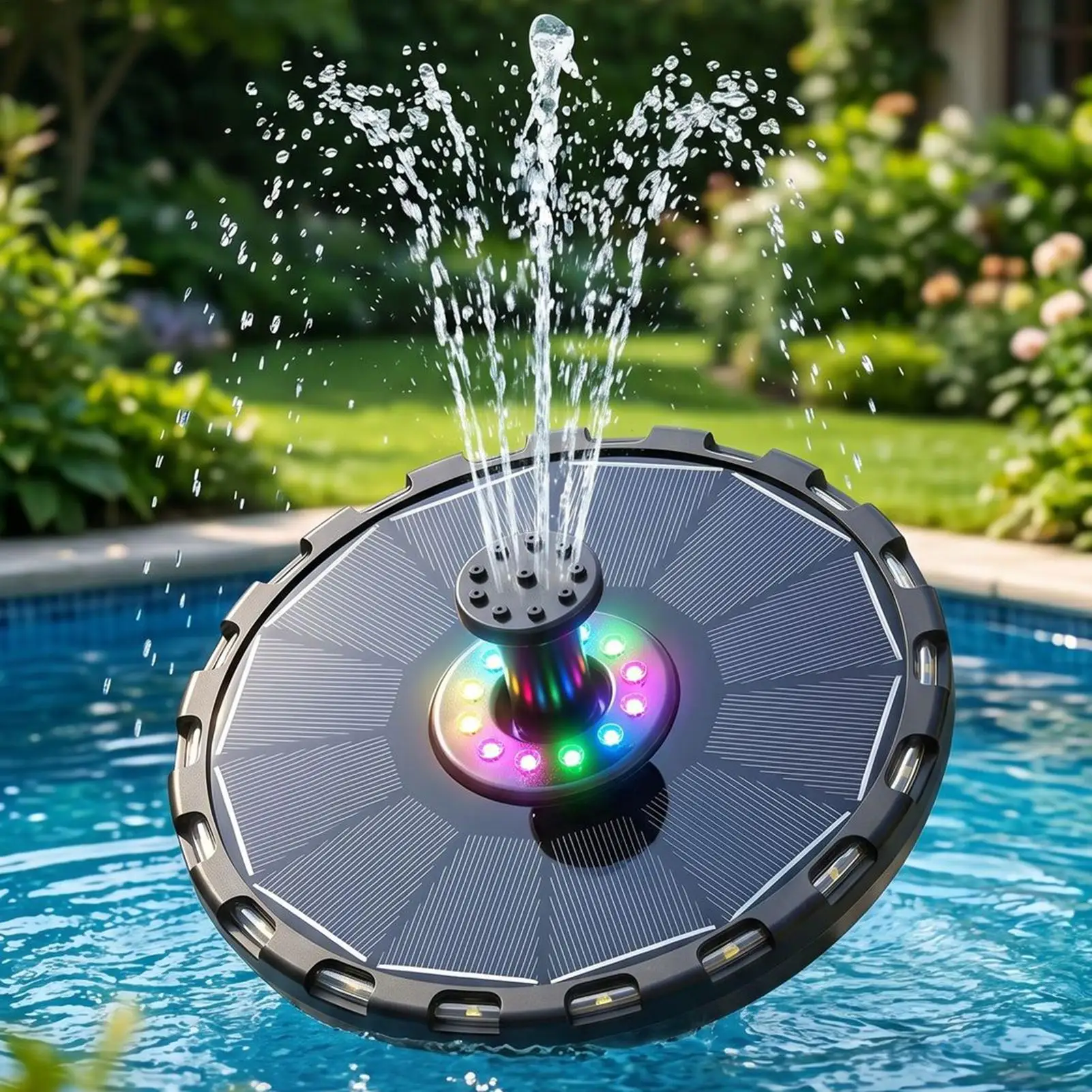 子供用浴槽噴水-カラフルな浮遊式ソーラー噴水おもちゃ-浮遊式ソーラーパネル-鳥の水浴場噴水