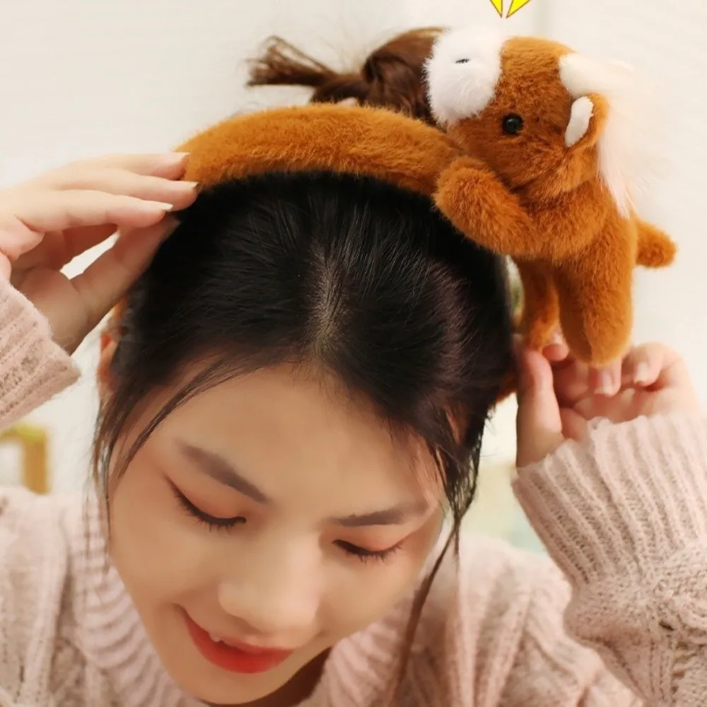 어린이 선물 만화 말 머리띠 포니 마스코트 2026 새해 머리띠 단색 새해 머리 장식 사진 소품