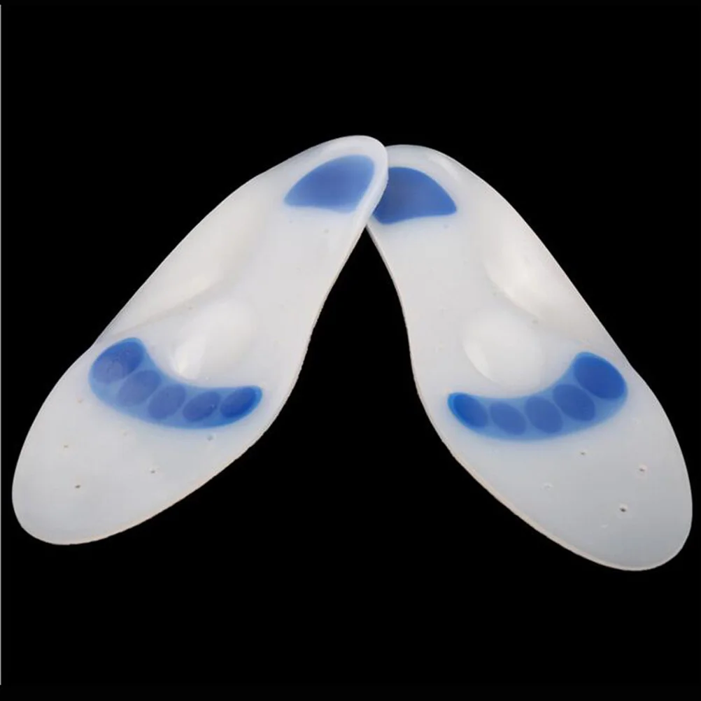 Silicone Insoles Arch Support Heel Cushioning Foot Pads for Pain Relief Breathable Cuttable Size 43-44 White Shoe Inserts