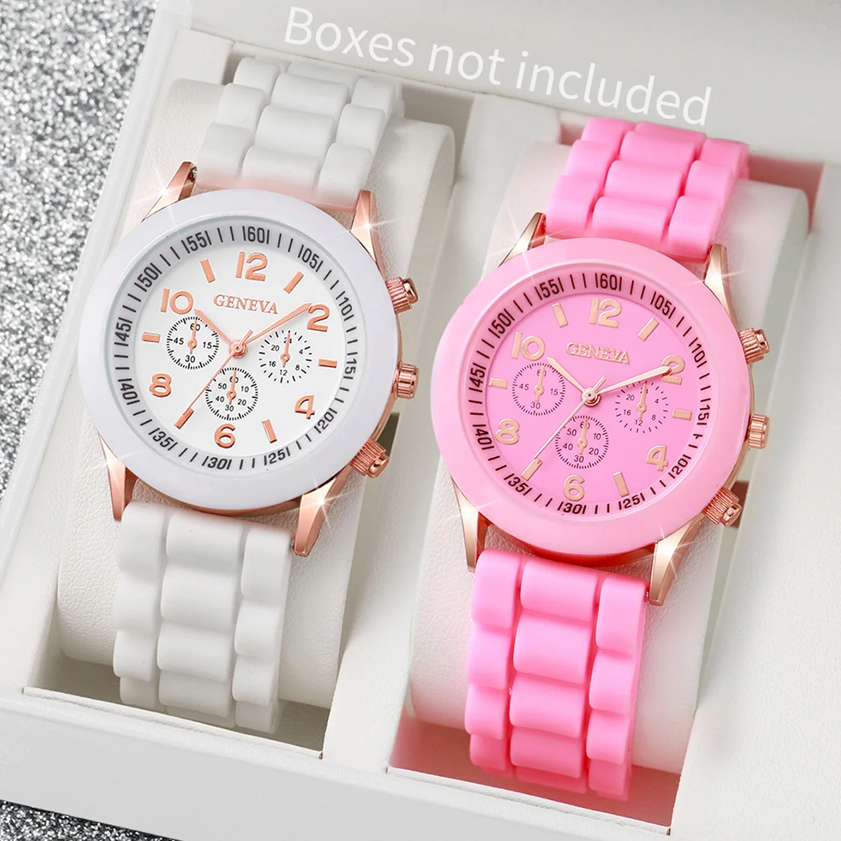 2PCS/Set Women Watches Fashion Silicone Band Analog Quartz Watch Relogios Feminino（Without Box）