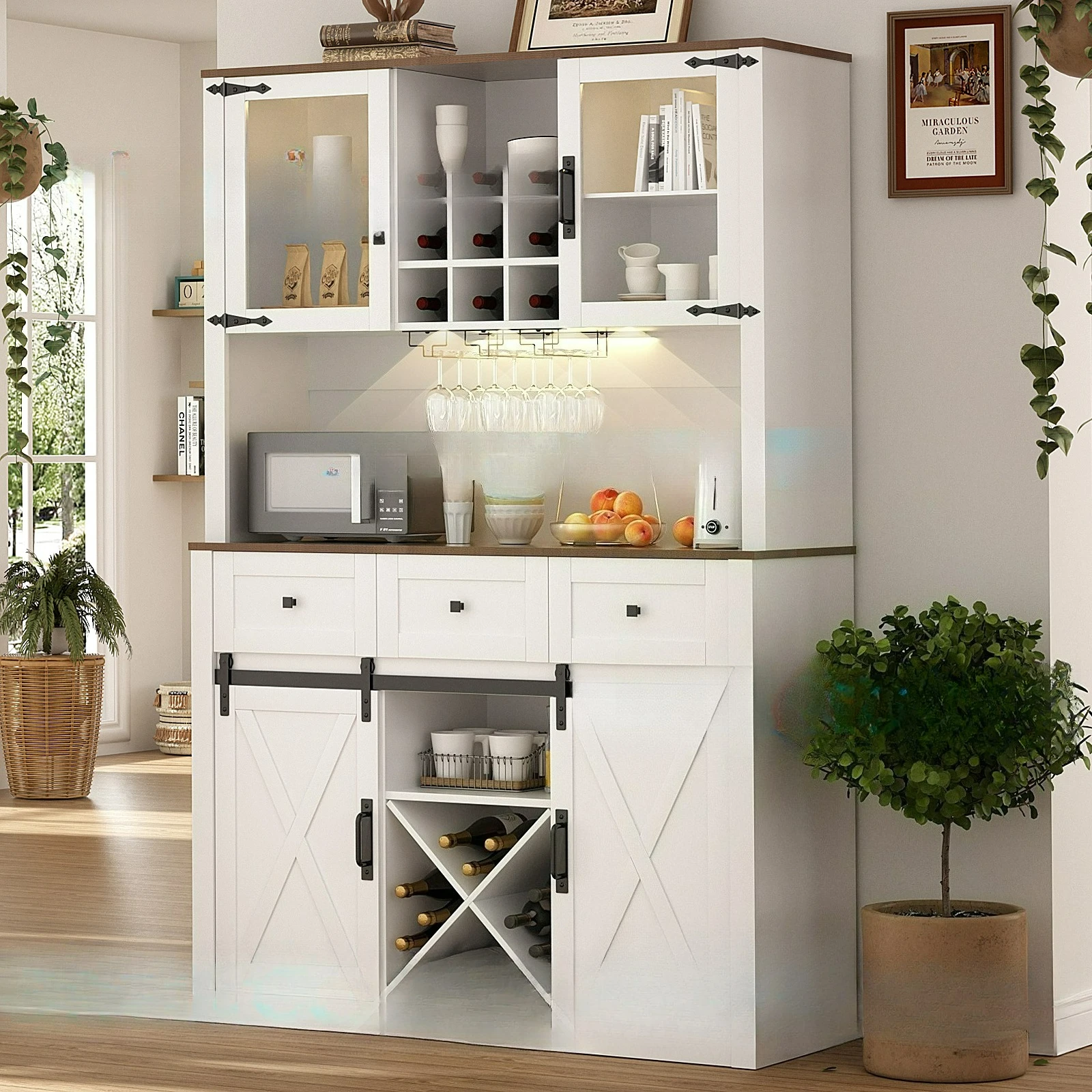 

Customizable Farmhouse Bar Cabinet with Sliding Barn Door