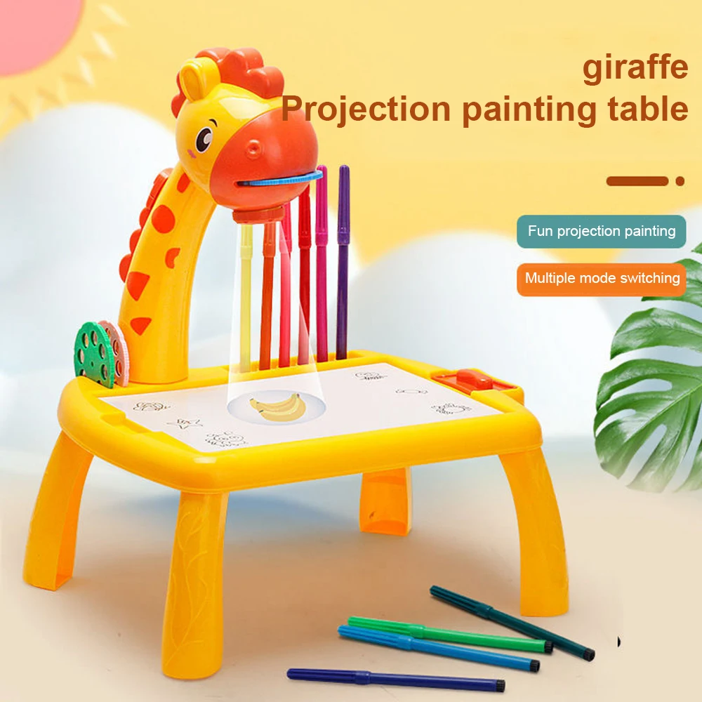 LED Projector Board Giraffe Hand Writing Painting Desk Children Drawing Table Kids Educational Learning Toys Gift Birthday Gift