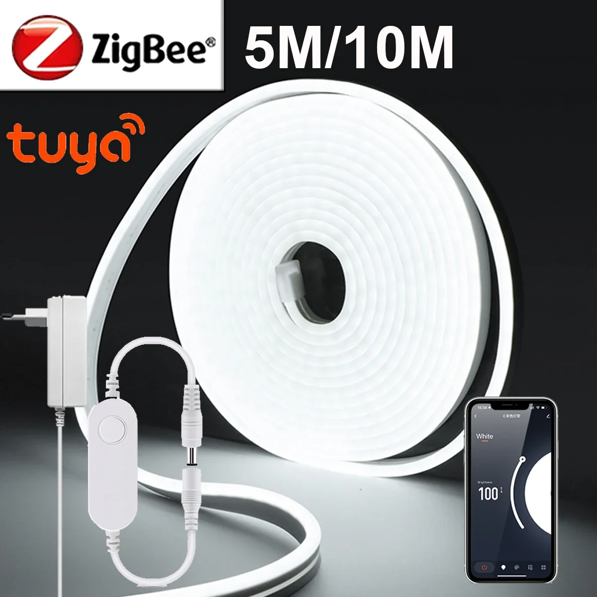 

Светодиодная лента AC220V на DC24V Tuya Smart ZigBee, водонепроницаемая, для дома, комнаты, стен, кухни, шкафов