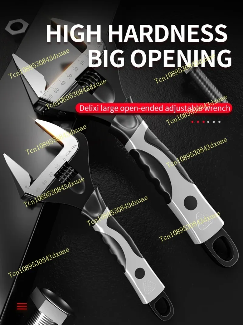Multifunctional Adjustable Wrench 6/8/10/12 Inch Extra Wide Jaw Large Opening Hand Tool for Bathroom Board Moving &Universal Use