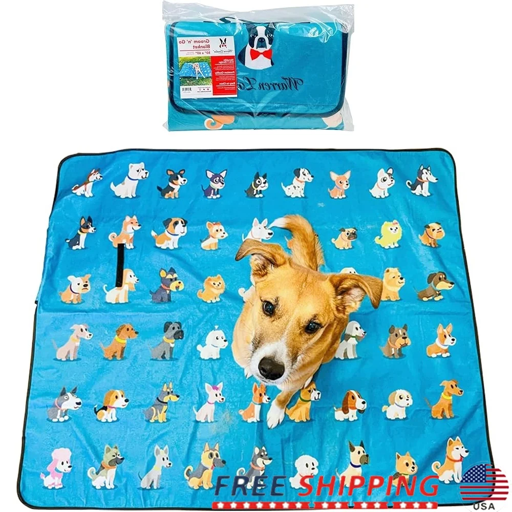 

Grooming Blanket Dog Playpen Mat Waterproof Training Pad Picnic Blanket Soft Microfiber Couch Cover Pet Bed Indoor Outdoor Use