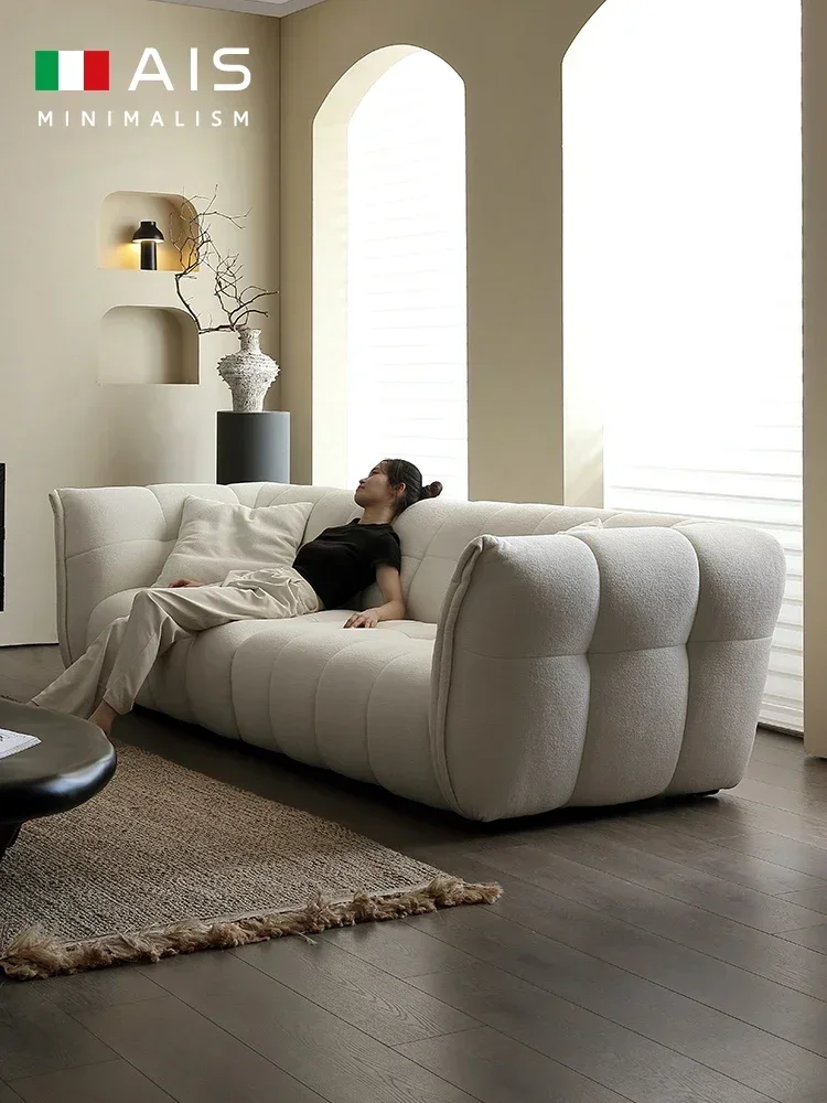 Lambswool Fabric Sofa Living Room Aishen Cream Cotton Candy Lily Sofa