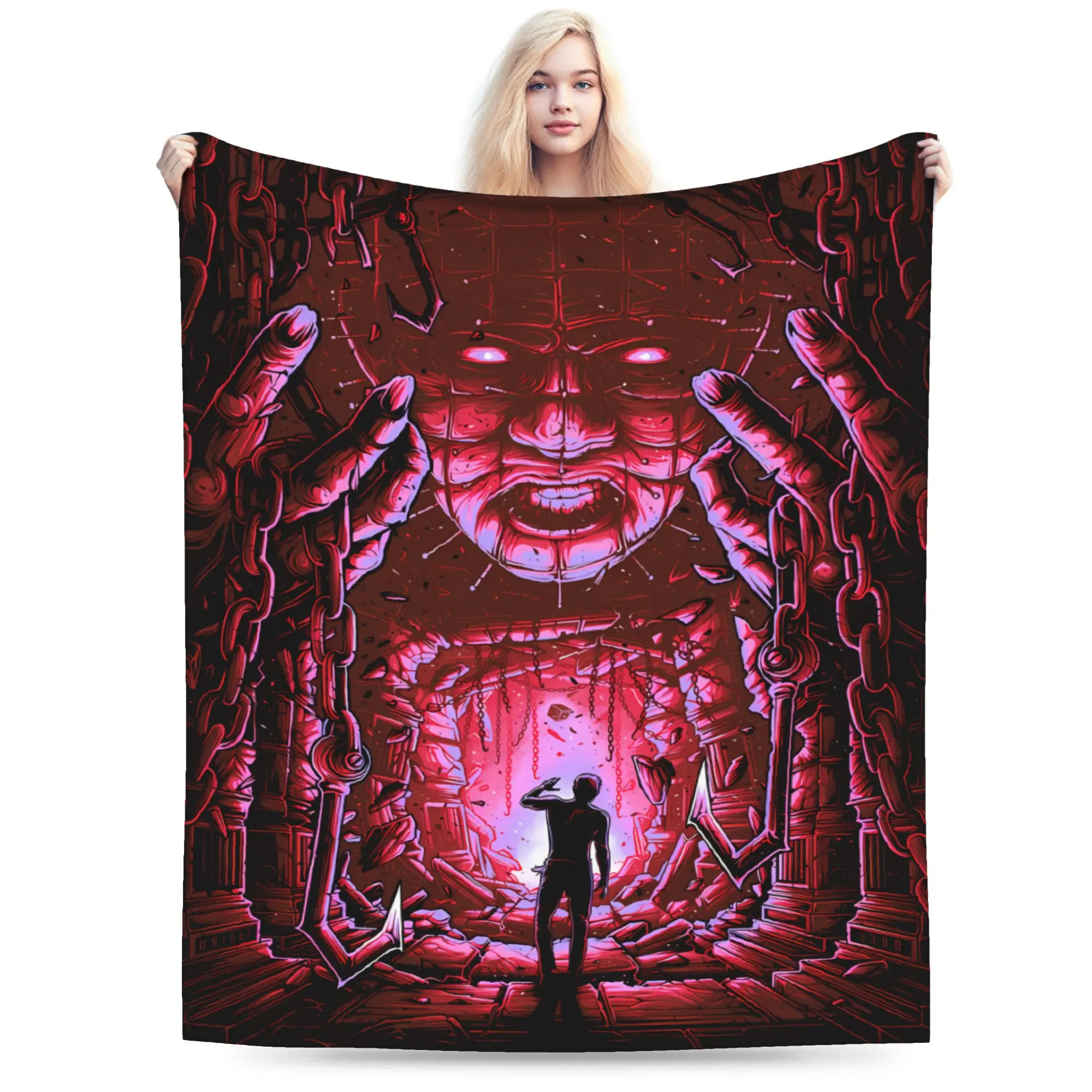 Hellraiser Pinhead Lament Soft Blanket  Girls Boys Plush Bedding Throws Funny Couch Chair Flannel Bedspread Sofa Bed Cover
