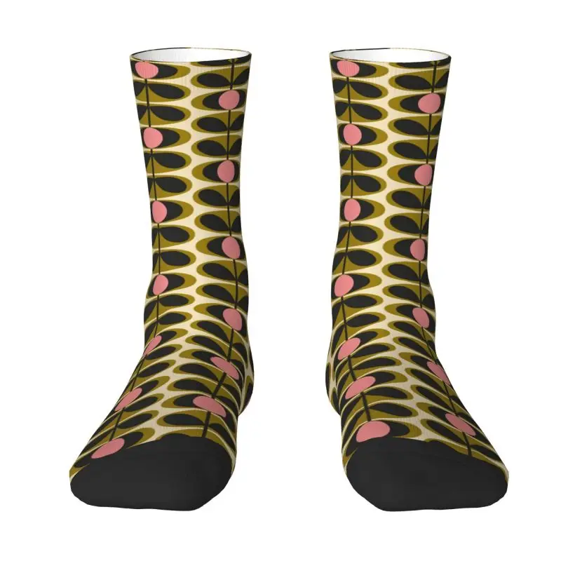 Custom Cool Printing Print Oval Flower Stem Olive Orla Kiely Socks for Women Men Stretch Summer Autumn Winter Crew Socks