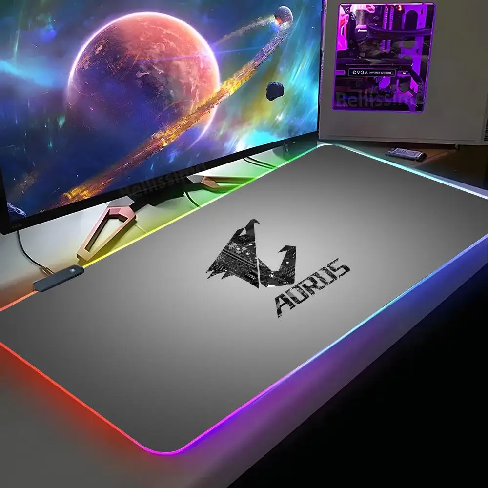 Aorus Large Mouse Pad XXL RGB Gaming Mouse Pad HD Gamer Large LED Light MousePads PC Carpet With Backlit