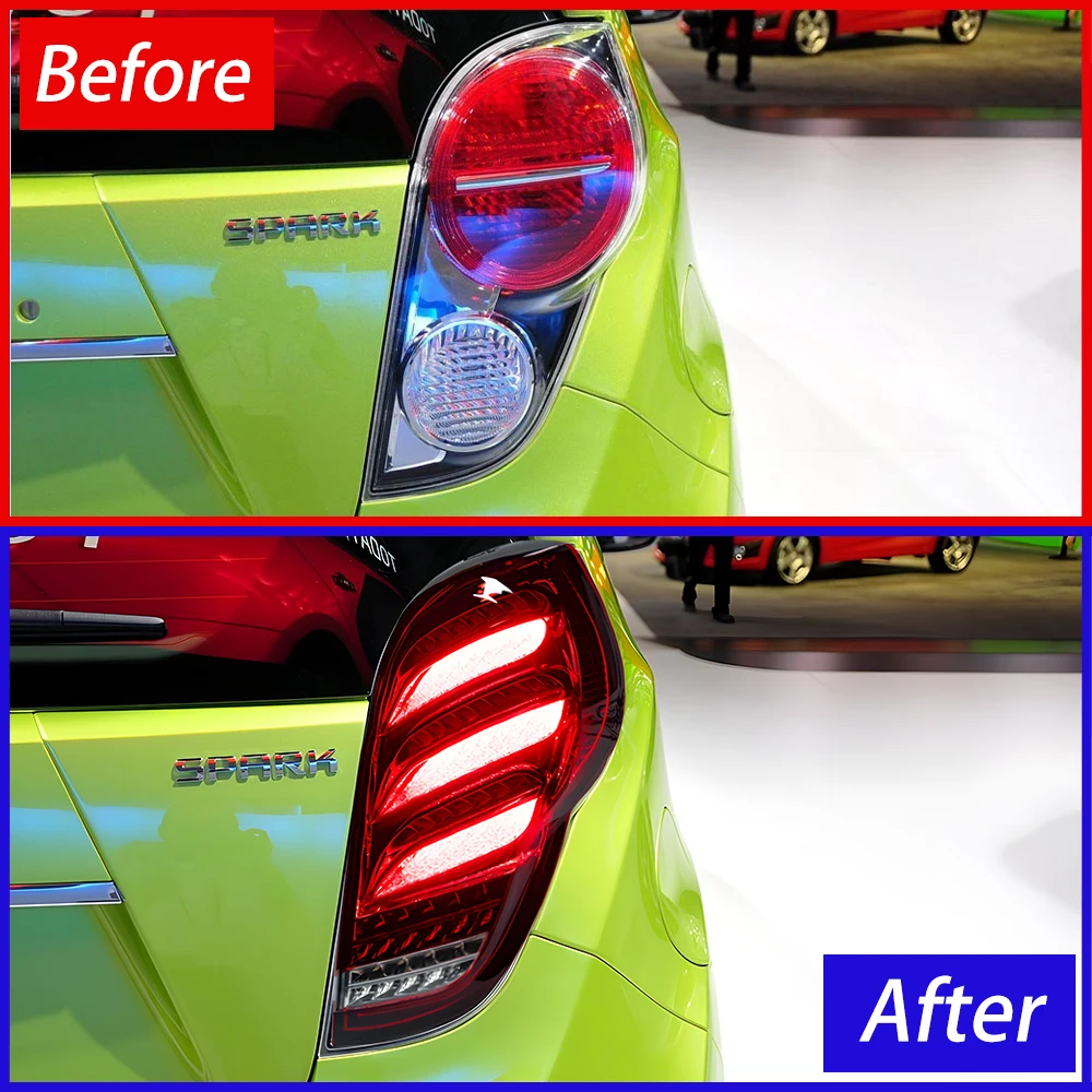 Car Taillights Assembly for Chevrolet Spark 2011-2014 Auto Back Lamps Upgrade Led Highlight Blink Tail Lamps Accessories