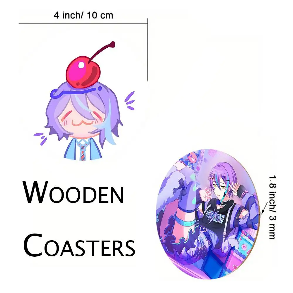 Anime K-Kamishiro Rui Coasters Round Wooden For Cute Design Suitable For Drinks Tea Coffee Home Gift Choice Holidays