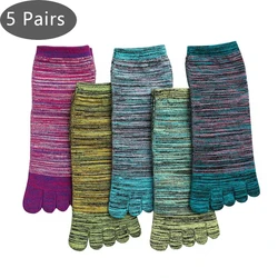 Chaussettes Happy en coton avec orteils, 5 paires, colorées, jeunes, décontractées, à la mode, douces, élastiques, à cinq doigts, mode de rue