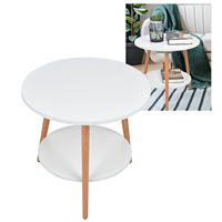White 2 Layer Storage Coffee Table Side Table Living Room Balcony Furniture for Home