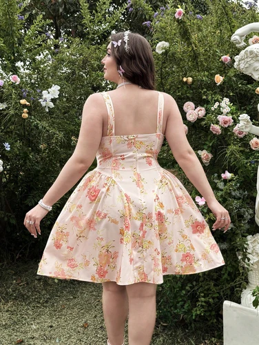 Imagen 2 del producto Vestido de vacaciones con estampado floral romántico de talla grande Vestido largo informal elegante de verano para mujer