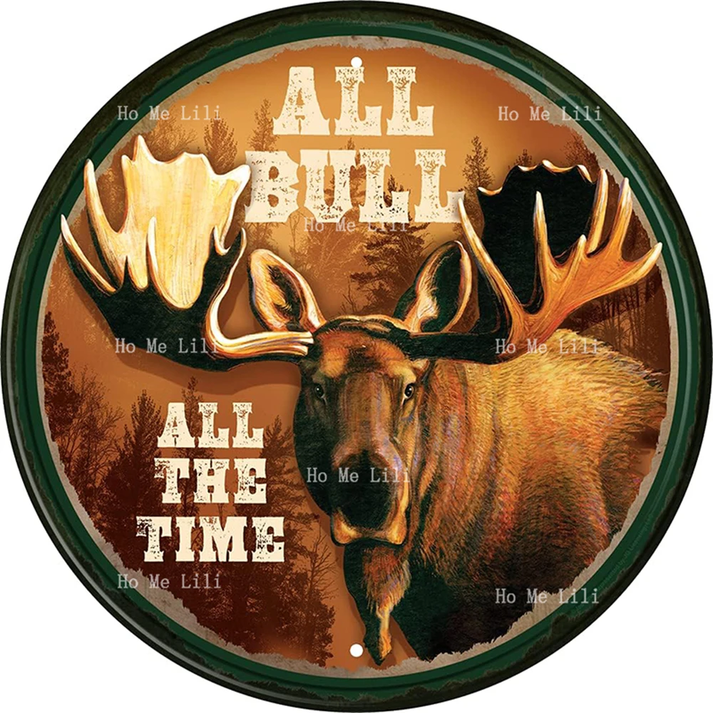 All Bull Round Metal Sign Nostalgic Vintage Wall Decor