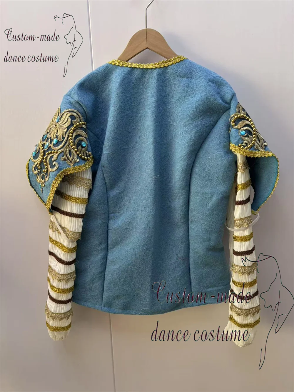 Costume de compétition de Variation masculine Prince de Ballet, ensemble de robe à manches longues rétro européen personnalisé privé.