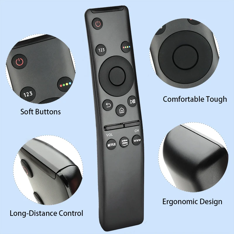 Remote Control For Samsung Smart-TVs QLED UHD LED U7000, LST7, LS03, LS05, MU630, MU650, MU700, MU800, TU8300, TU9000, TU850D