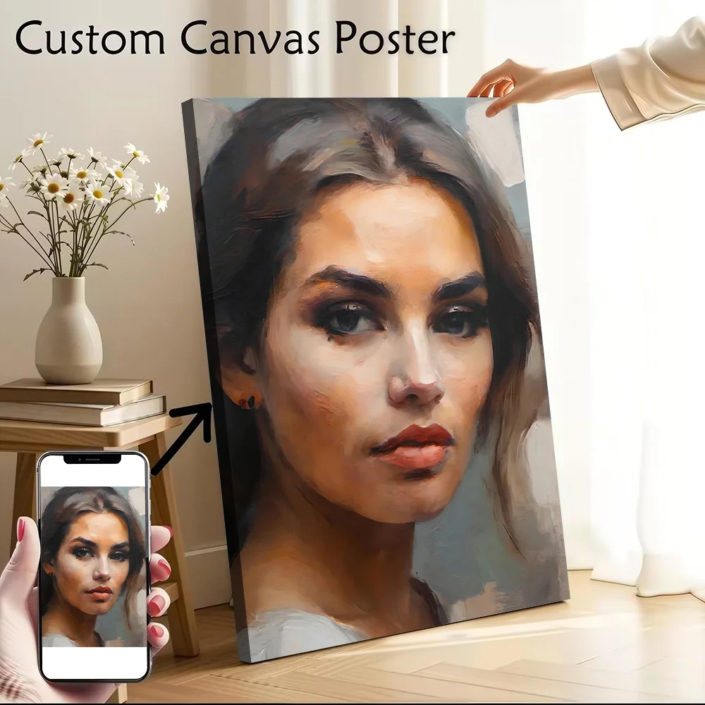 Woman Portrait Painting Canvas Wall Arts Poster Customizable Pictures Printing for Room Modern Home Decorations Vintage Decor