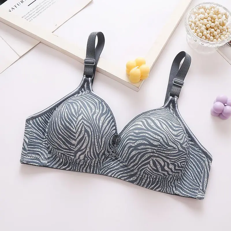 

Women Underwear Striped Back Three Row Buckle Bra with Side Closure and Anti Sagging Breasts Underwear