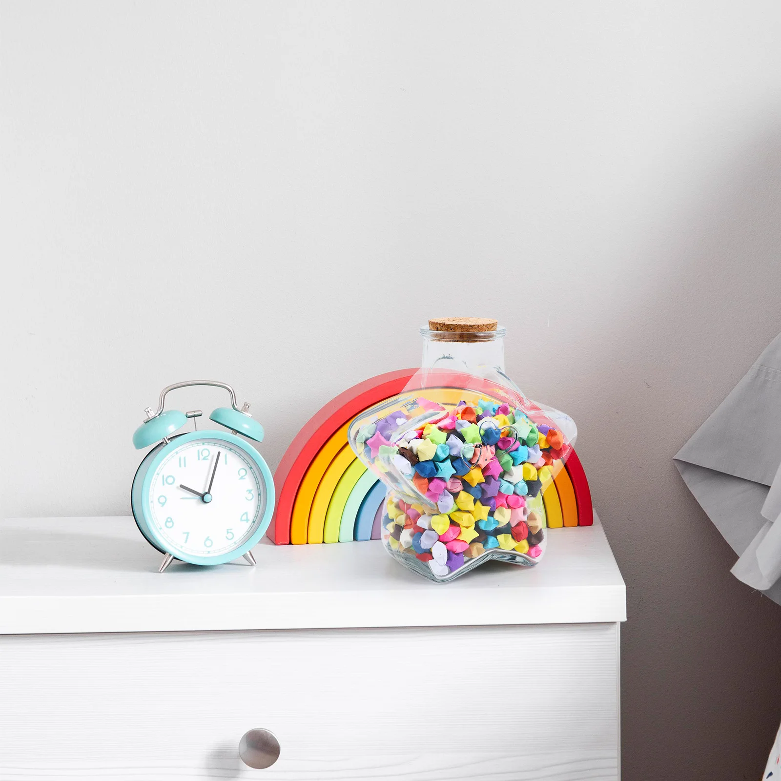 

1Set Origami Star Glass Jar Decorated with Star Shaped Bottle Paper Strips for Hand-on Ability School Teachers Activity