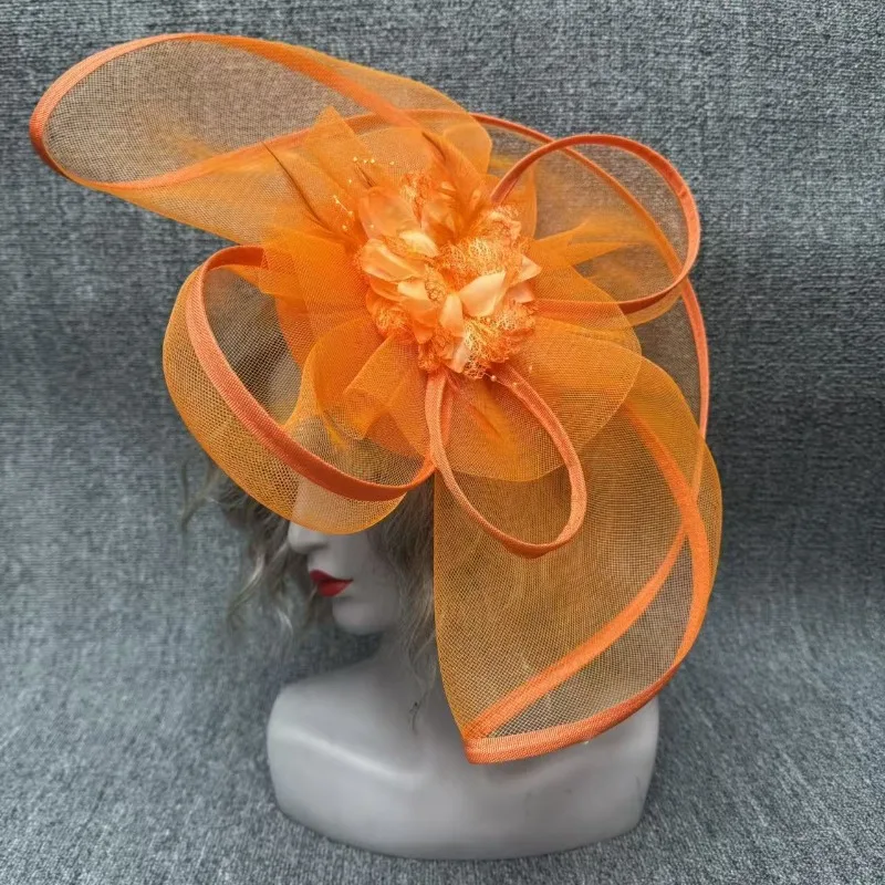 Color Mesh Headgear European and American Flowers Bridal Banquet Top Hat Feather Headband Head Wear Accessories