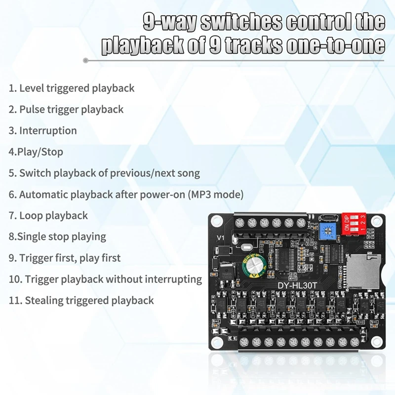 30W Digital Voice Recorder Module With Playback - High-Fidelity Sound Control, Supports TF Card WAV DC 12V 24V MP3