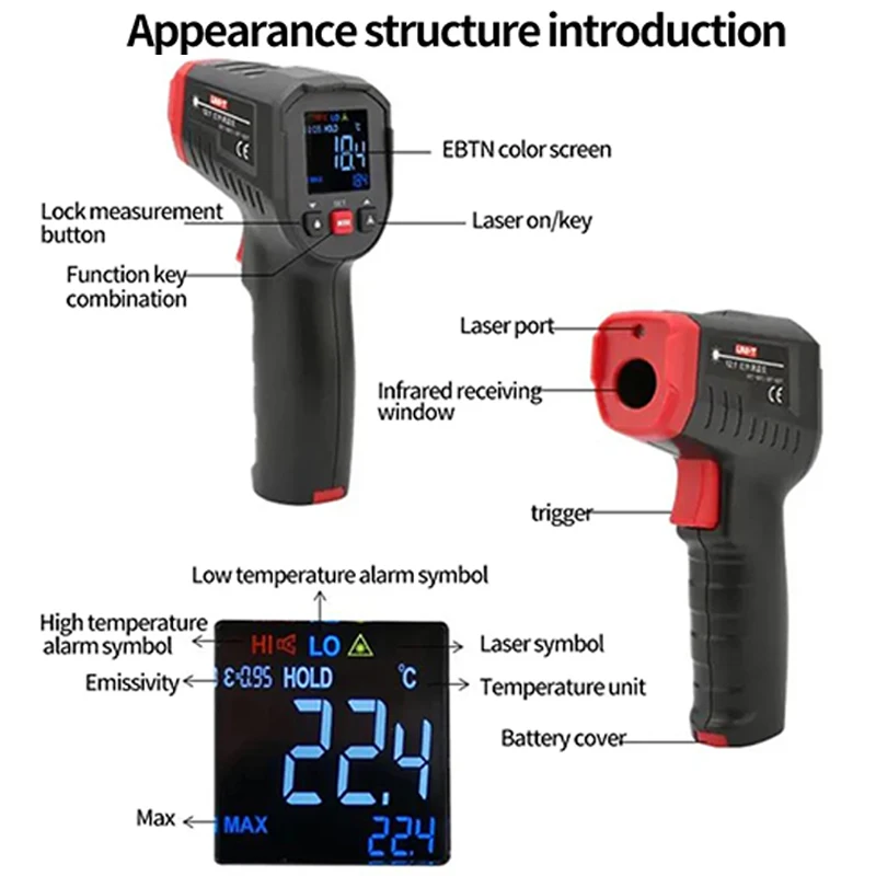 UNI-T nfrared Digital Thermometer Industrial Non-contact Thermometer Digital Gun Temperature Measurement Device UT300S /306C/301 image 6