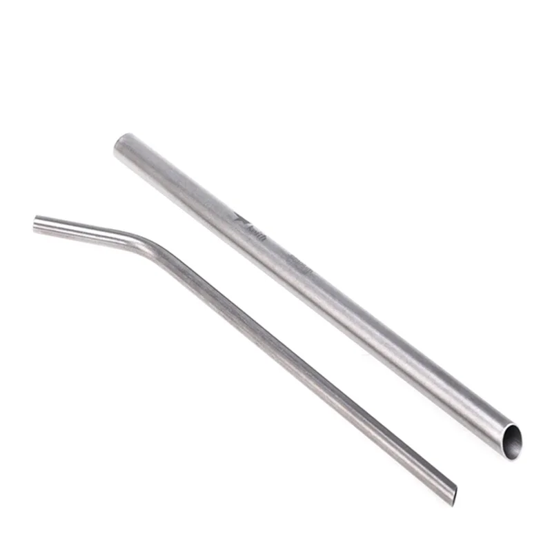 Reusable Metal Straws Pure Titanium Sturdy Bent / Straight Drinks Straw with Cleaner Brush for Mugs Drinking 210mm