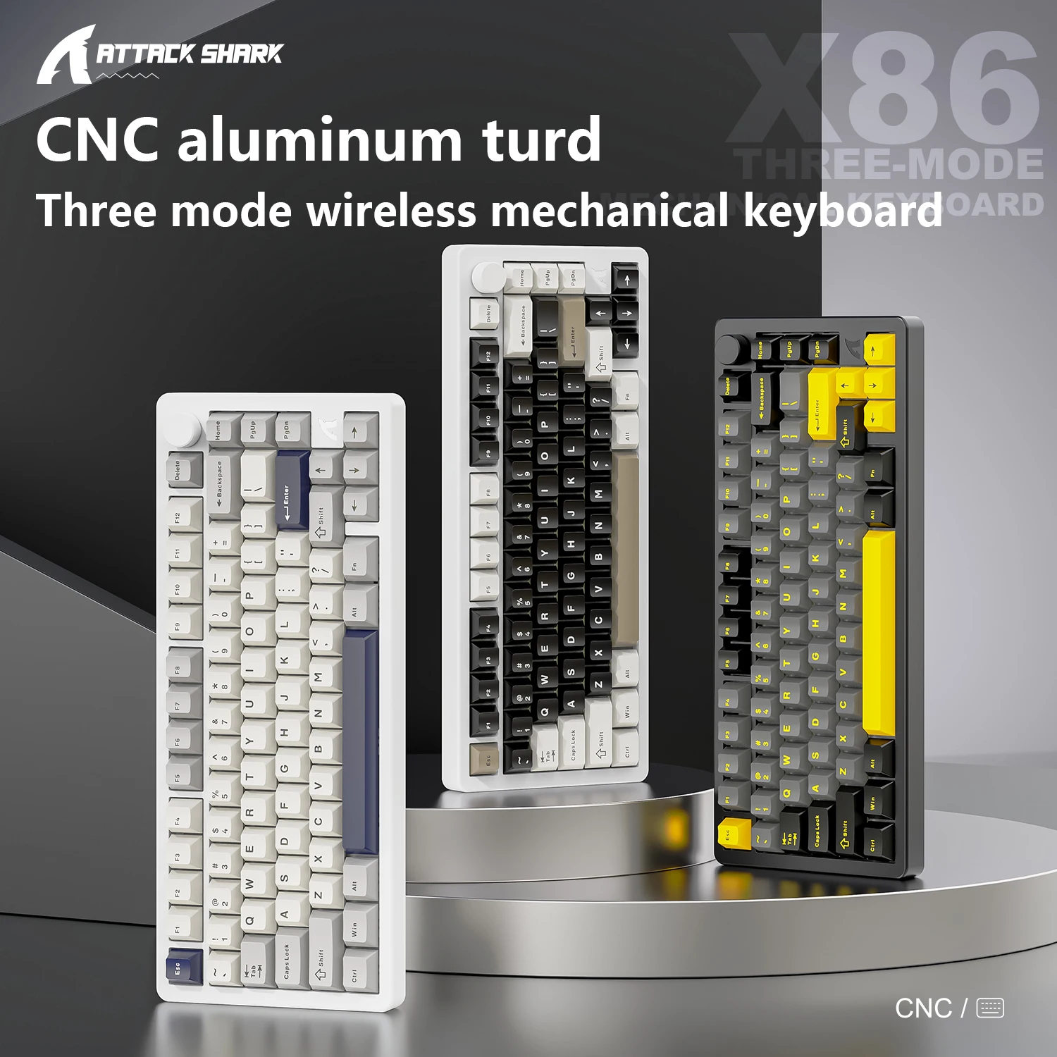 

Беспроводная механическая игровая клавиатура ATTACK SHARK X86 75% из алюминия, три режима подключения, Gasket-крепление, с RGB-подсветкой и горячей заменой переключателей, для ПК и компьютеров