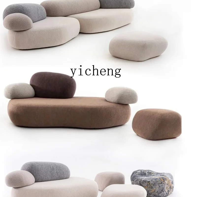 ZF Creative Pebble Cotton and Linen Combination Fabric Sofa Special-Shaped Arc Irregular Household