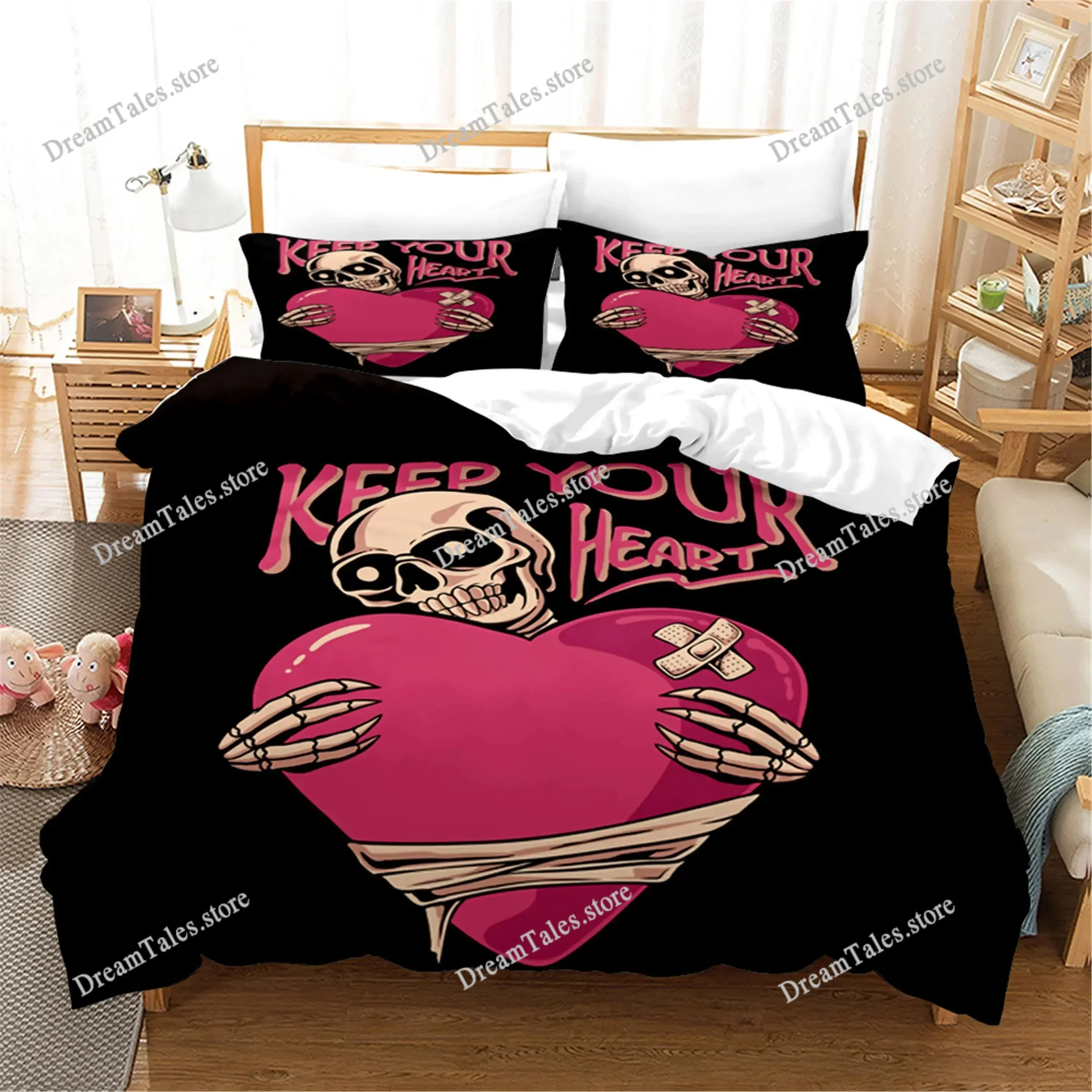 3D Printed Skull Bedding Set Pillowcase Cyber Love Duvet Cover Double Twin Full Queen King Adult Kids Bedclothes Quilt Cover741