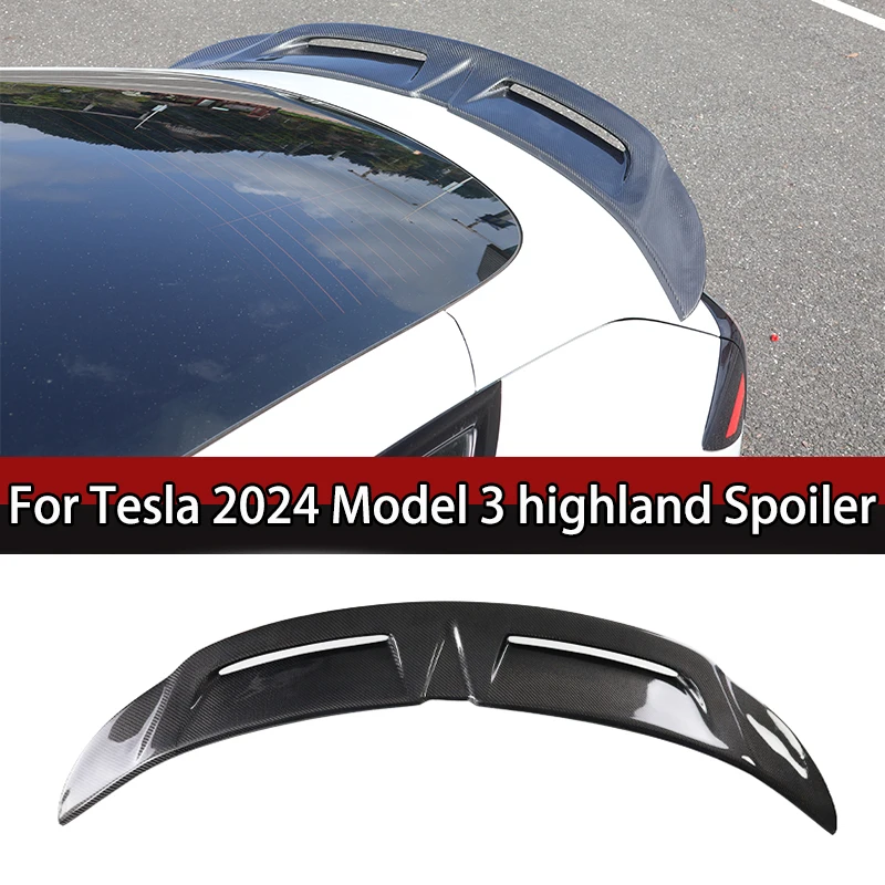 

For 2024 Tesla Model 3 Highland Trunk spoiler rear trunk sporty style black bright and carbon fiber material accessories