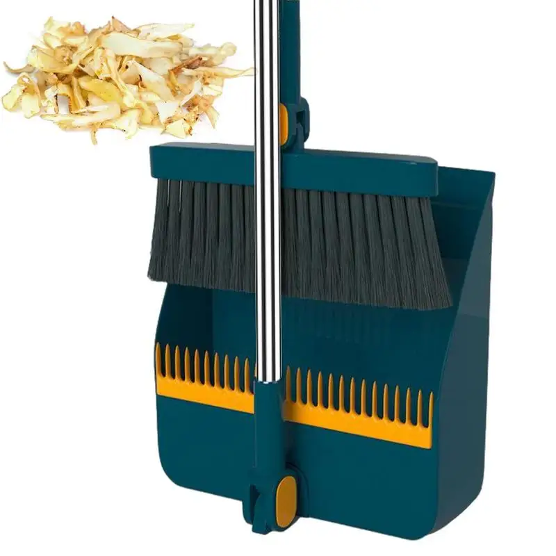 Small Broom And Dustpan Set Lobby Cleaning Brush And Dust Pan Set Clean Broom Dense Bristles Ergonomic EVA Foam Handle 180