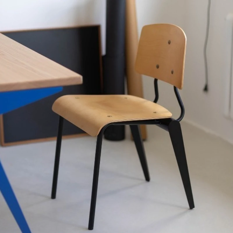 

Nordic Bauhaus Dining Chairs Modern Minimalist Kitchen Chairs Solid Wood and Metal Materials Dining Room Furniture