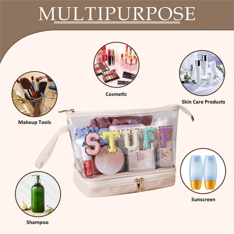 Clear Multi layered Waterproof Makeup for Traveler Transparent Handbag Dropship