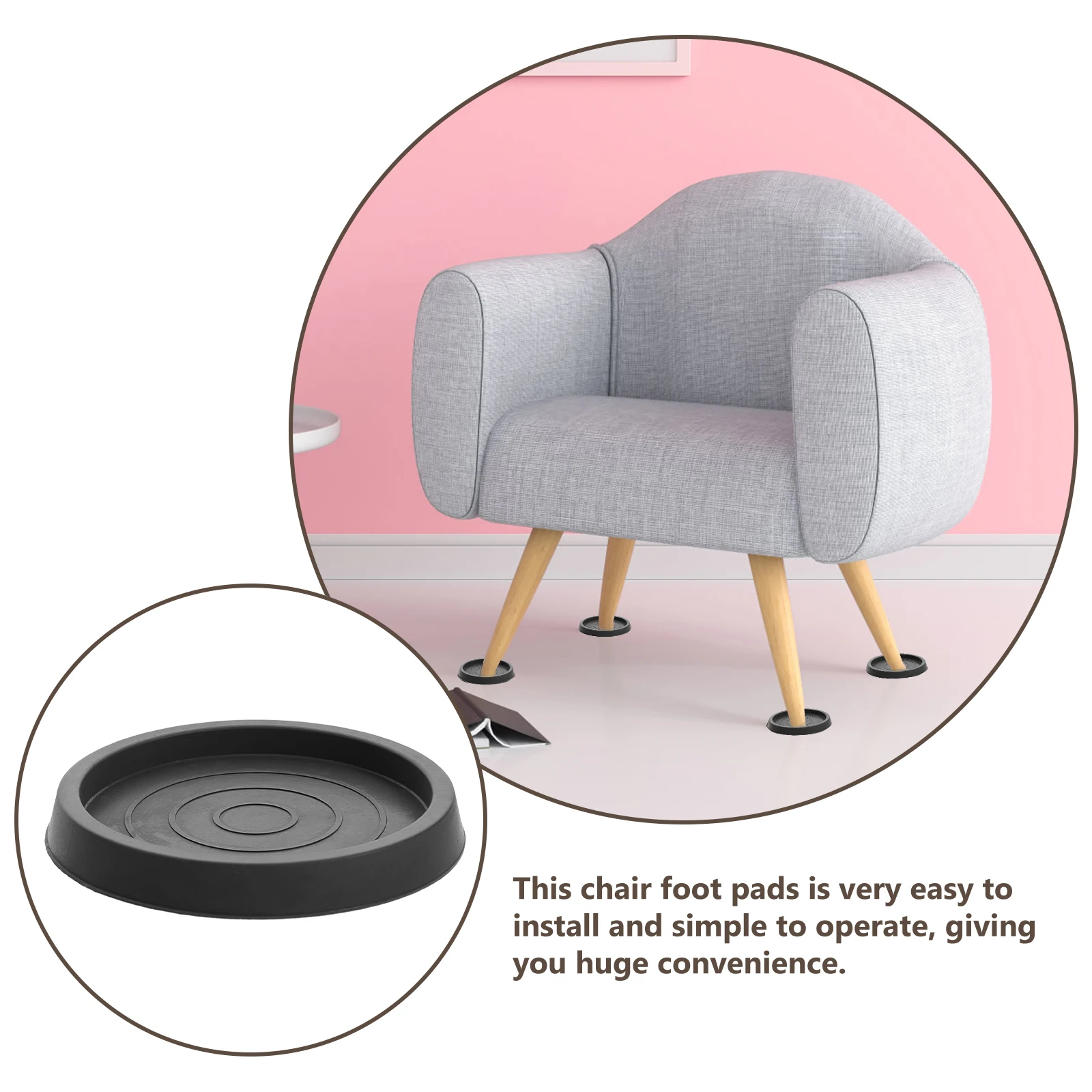 

4pcs Anti-slip Caster Cup Furniture Foot Pad Rubber Coasters for Chairs Stools Desks Non-slip Bed Stoppers Furniture Coaster