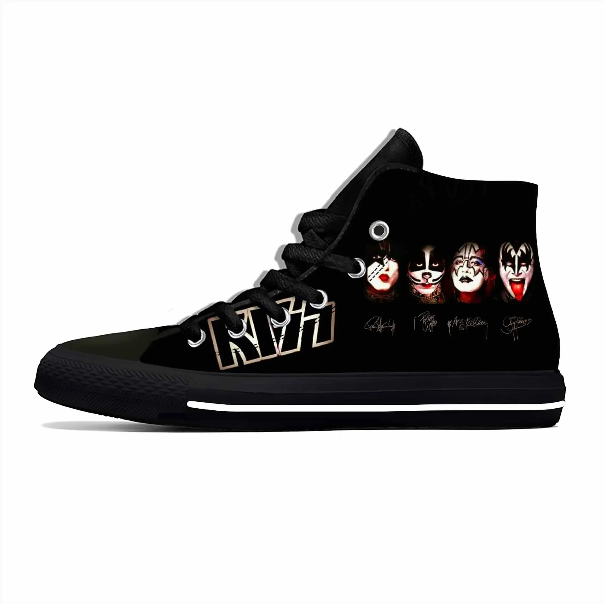 Heavy Metal Rockband Musik sänger Kuss Mode lässig Stoff Schuhe High Top leichte atmungsaktive 3D-Druck Männer Frauen Turnschuhe