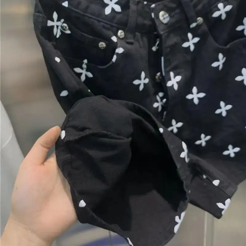Printed Loose Wide-Leg Shorts Gym Shorts Hip Hop Cross Print Baggy Summer Fashion Casual Beach Running Short Pants