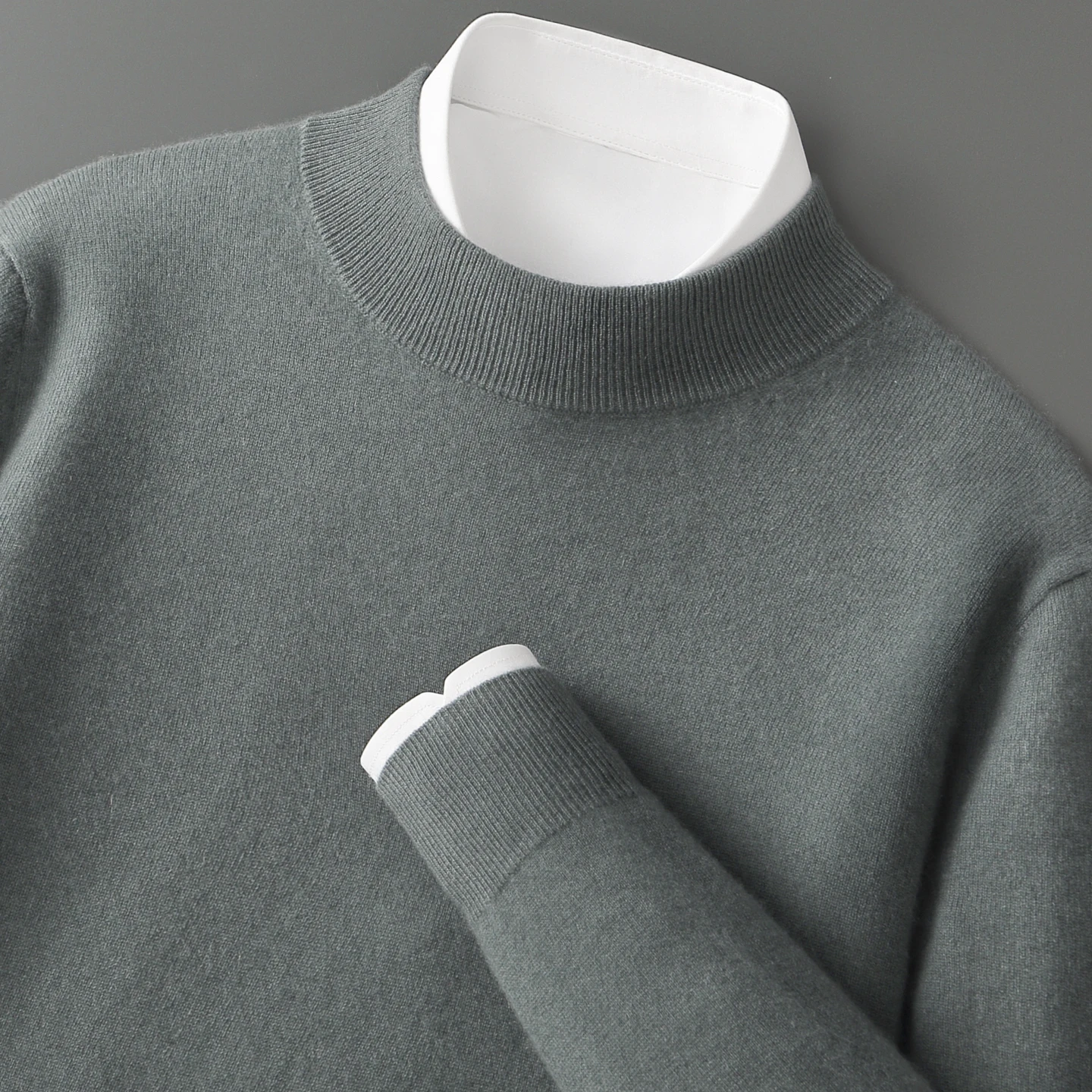 

Men's Cashmere Sweater Autumn Winter Mock Neck Long Sleeve Pullover Basic Smart Casual Clothing 100% Cashmere Knitwear Top