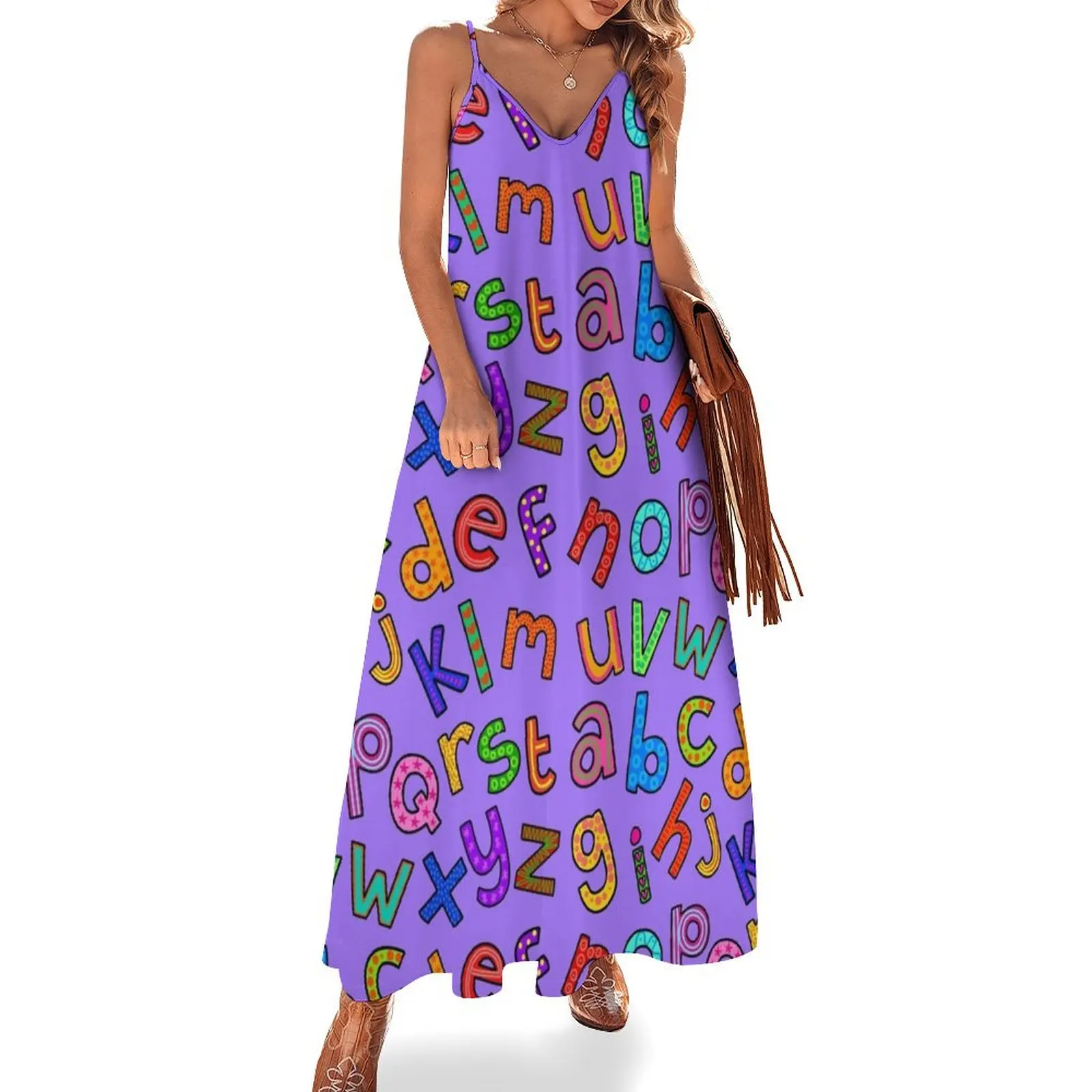 

Doodle Alphabet Letters Sleeveless Long Dress beach dresses Long veiled dresses Dresses gala Dress