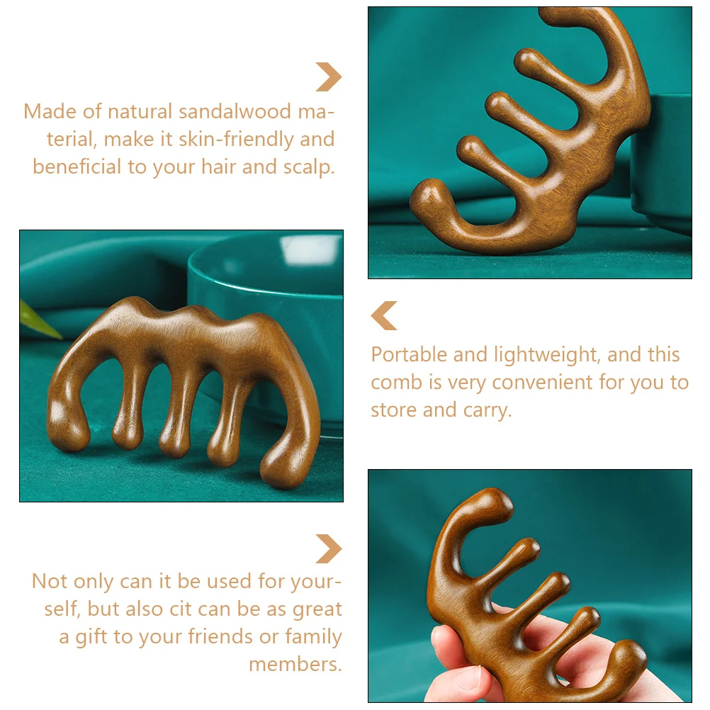 

Natural Sandalwood Massage Comb Scalp Head Acupoint Headache Relief Portable Lightweight Anti-Static Hair Care Tool Great Gift