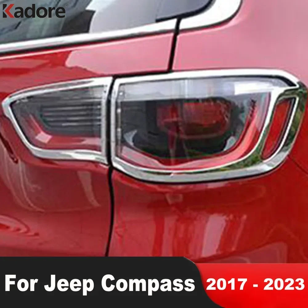 

Для Jeep Compass 2017 2018 2019 2020 2021 2022 2023 хромированная крышка заднего фонаря автомобиля, накладка на рамку заднего фонаря, аксессуары