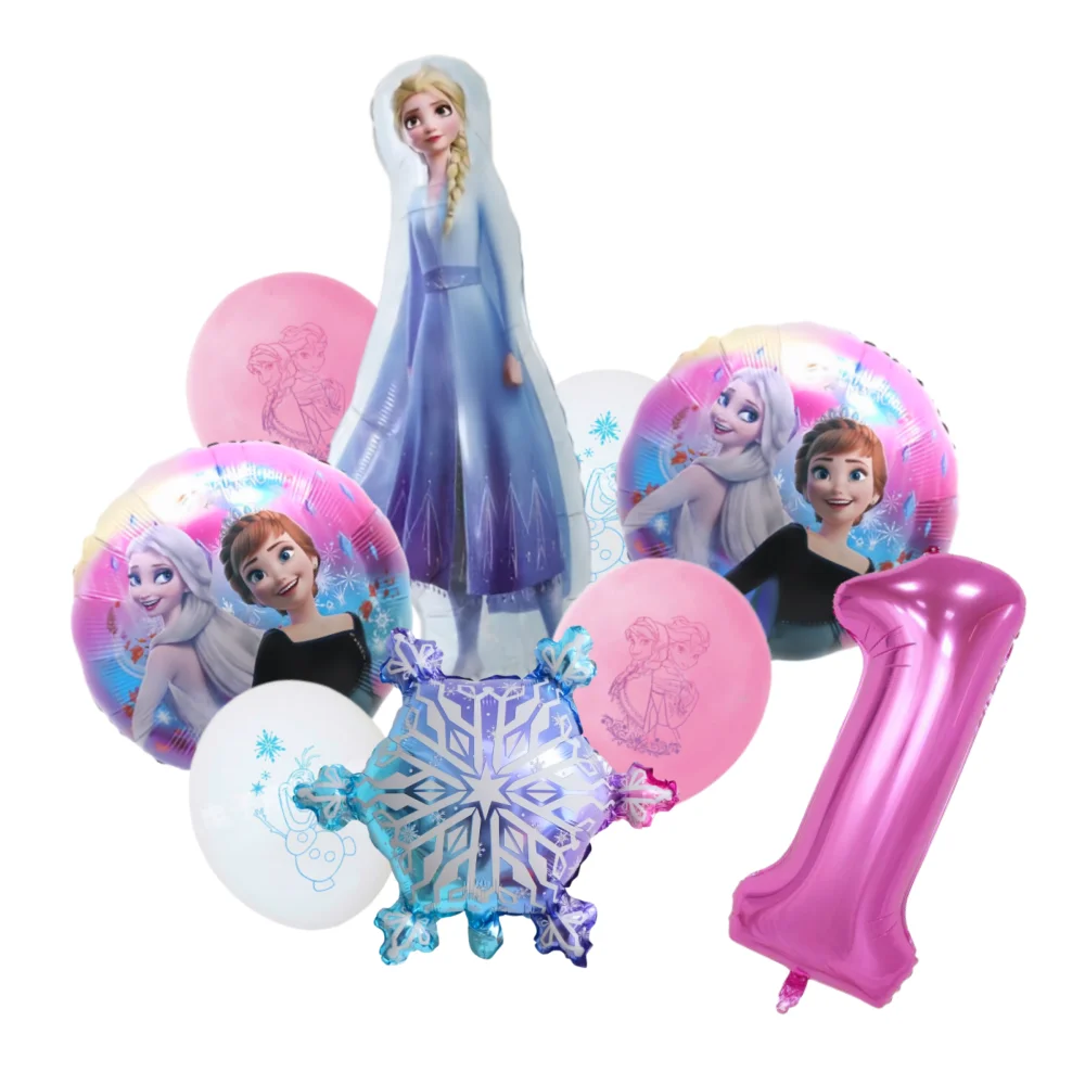 9 قطعة 18 بوصة المجمدة إلسا آنا الأميرة أولاف بالونات الوردي الأرجواني الأزرق بالونات فتاة حفلة عيد ميلاد الزفاف استحمام الطفل الديكور #6