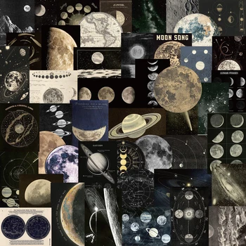 50PCS Vintage Planet Map Stickers World Map TraveDIY Stickers Scrapbooking Phone Luggage Skateboard Waterproof Graffiti Decals
