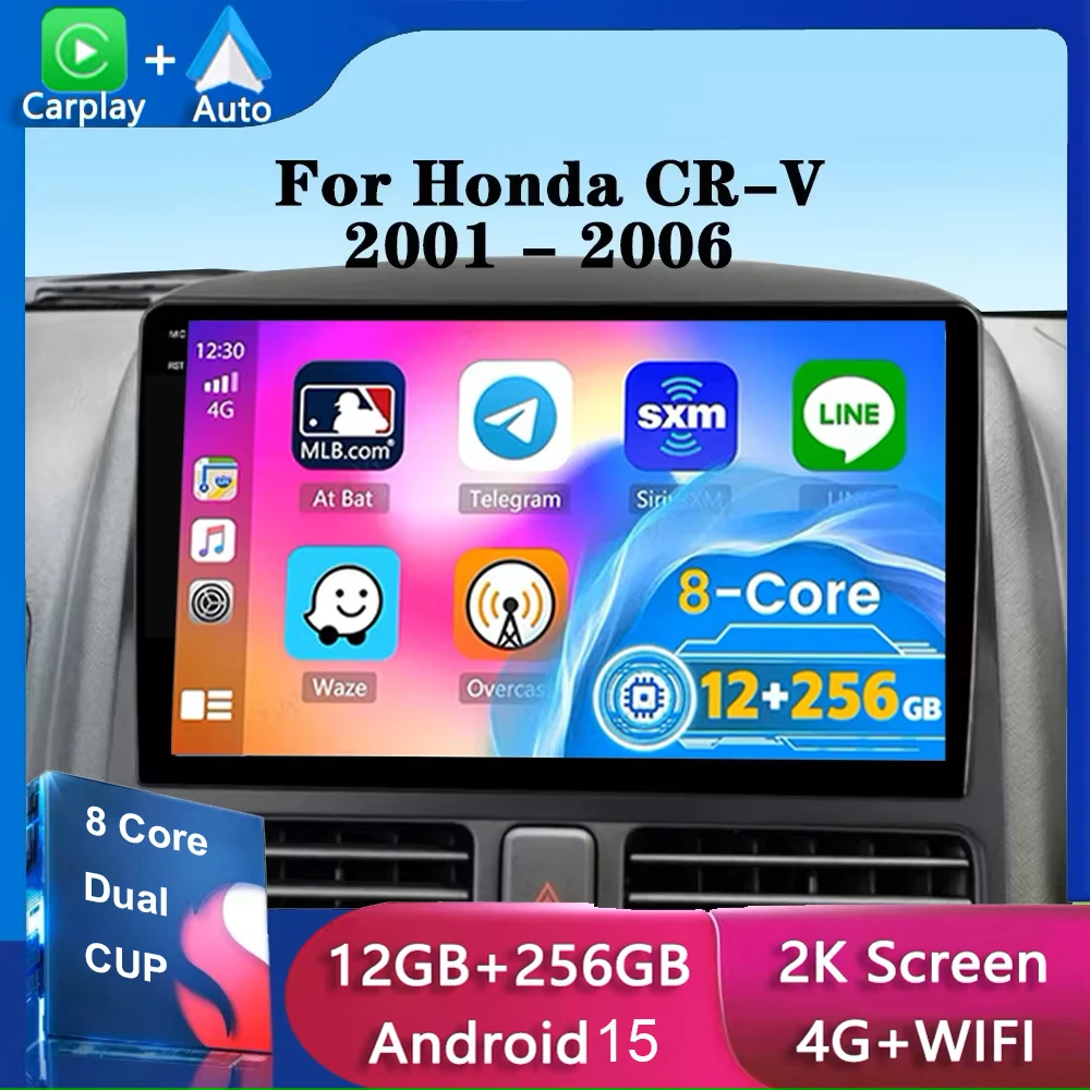 أندرويد 15 Carplay راديو السيارة التلقائي مشغل وسائط متعددة لهوندا CR-V CRV 2 2001-2006 الملاحة Autoradio ستيريو 2din رئيس وحدة